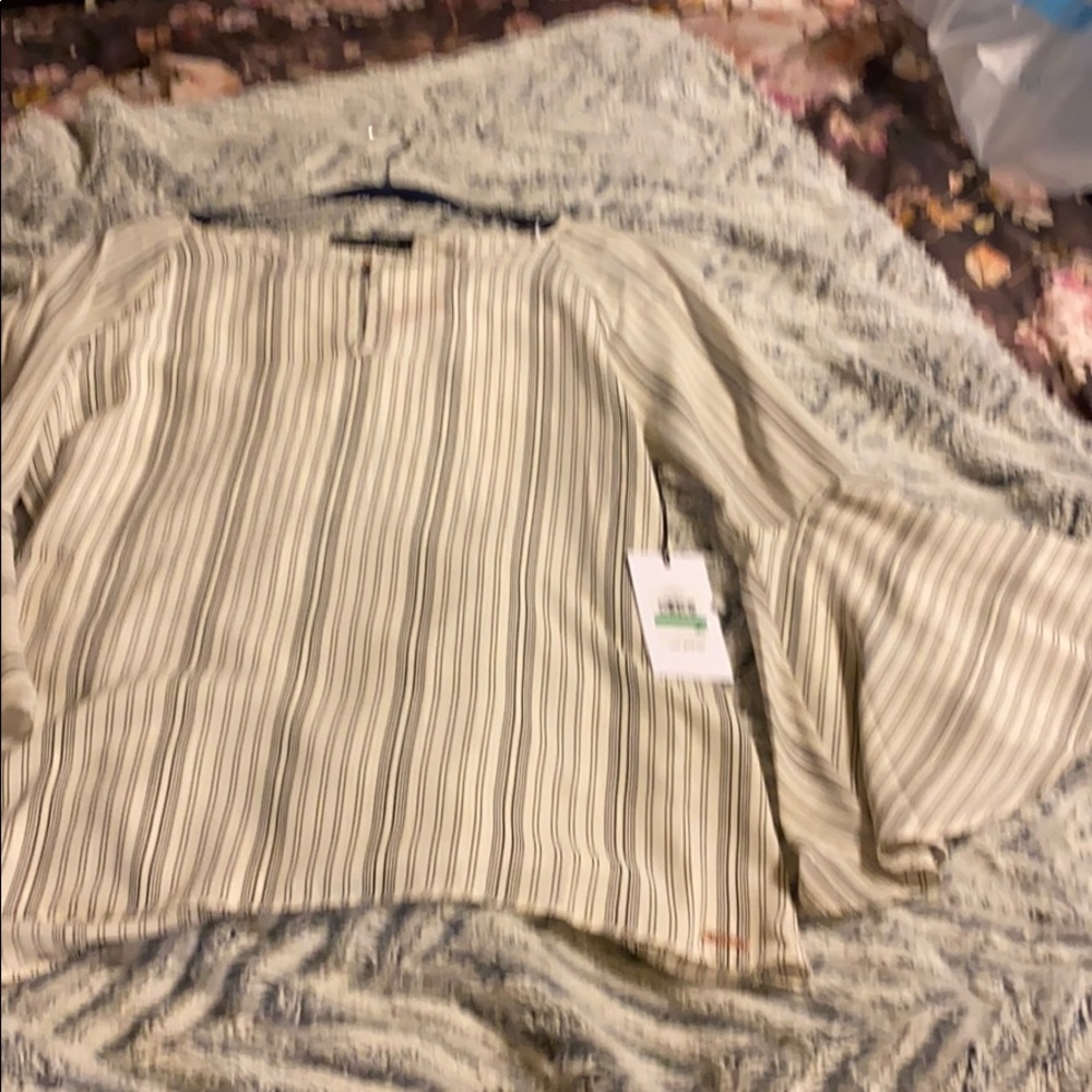 Cream & Black Striped Blouse
